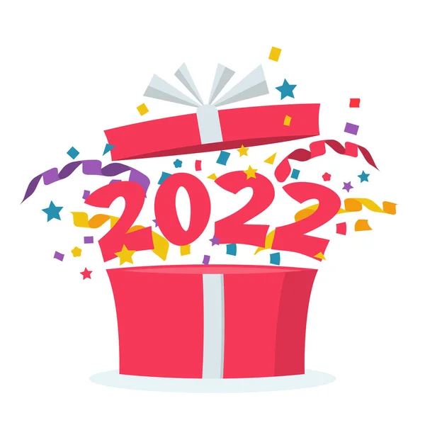 祝2022年新年快乐。带着蛇尾草和2022航班号的礼物 — 图库矢量图片