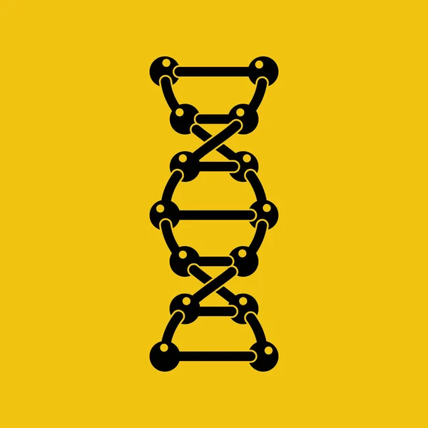 Икона ДНК. Чёрный силуэт абстрактная структура ДНК — стоковый вектор