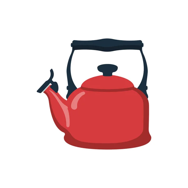 Значок красного чайника. Кухонные принадлежности. Предмет для приготовления чая и кипящей воды — стоковый вектор