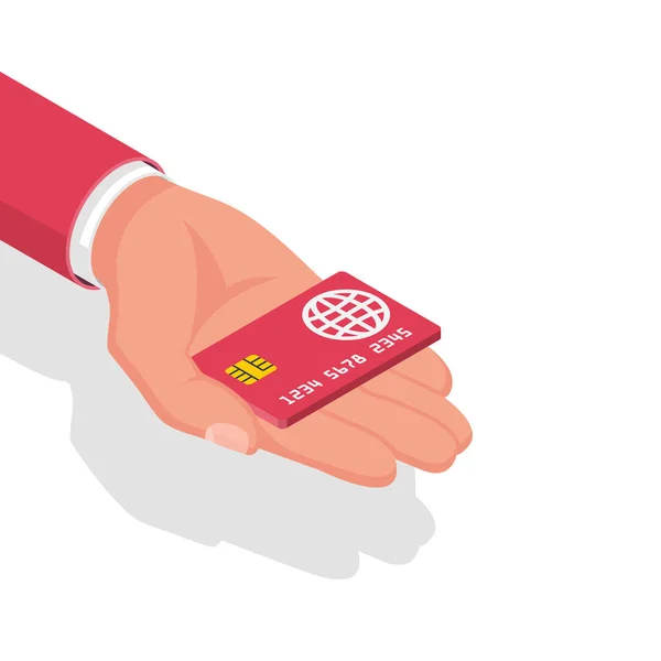 Kreditkarte in der Hand. Zeichenzahlungsvektor — Stockvektor