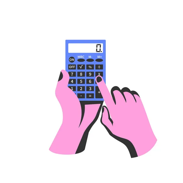 Un homme d'affaires tenant une calculatrice. Comptabilité — Image vectorielle