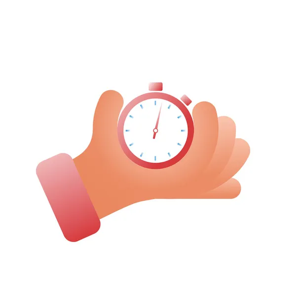 Stopwatch in de hand, icoon geïsoleerd op witte achtergrond — Stockvector