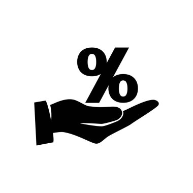 Eldeki yüzde. Siyahi simgesi maddi yardım