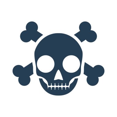 Kemikli kafatası, siyah siluet simgesi. Vektör düzlüğü.