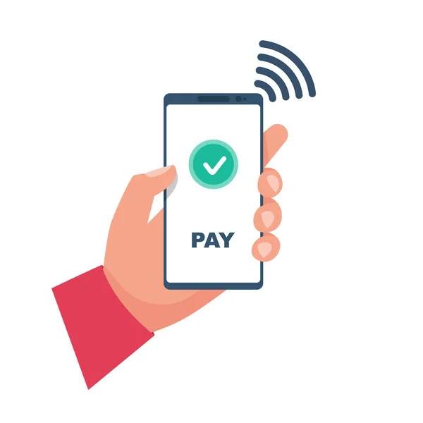 Paiement avec smartphone. icône icône de paiement mobile pour les applications et les sites Web — Image vectorielle