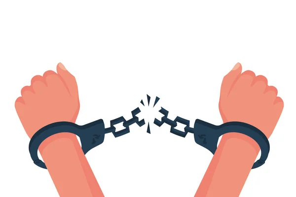 Break the chain handcuffs. Symbol of freedom — Stock Vector