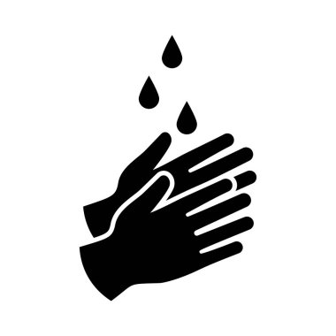 Siyah siluet simgesi el yıkama. Vektör düzlüğü.