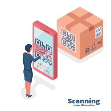 Doğrulama uygulama. Tarama Qr kodu üstünde hareket eden telefon