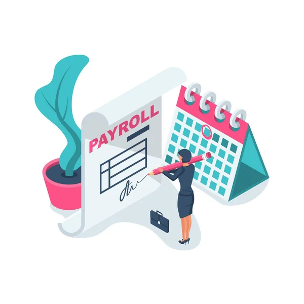 Payroll concept. Salary payment. Vector isometric. — 图库矢量图片