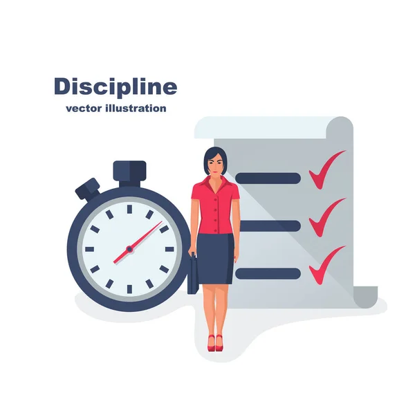 Concept d'autodiscipline. Toutes les opérations et tâches sont terminées . — Image vectorielle