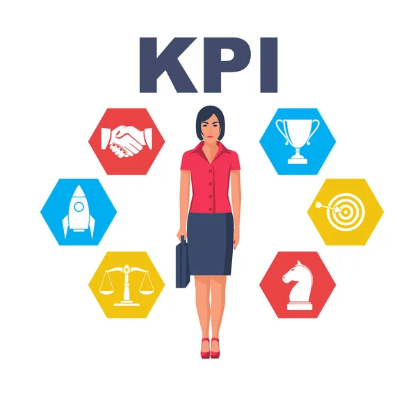 Ключевые показатели эффективности. Концепция KPI. Набор личных навыков — стоковый вектор