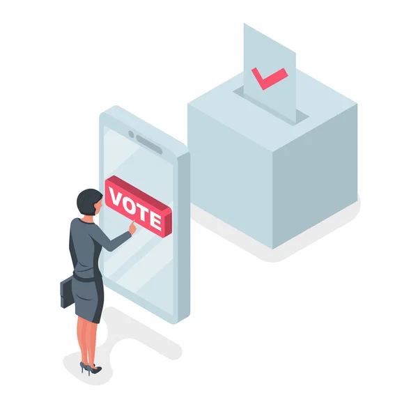 Online voting concept. Vector illustration isometric design style — Stock Vector