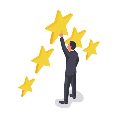 Yıldız derecelendirme vektörü izometrik tasarımı