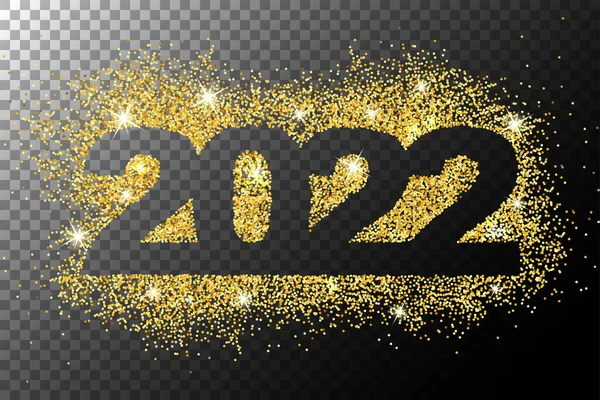 2021年新年快乐。数量上的黄金灰尘. — 图库矢量图片