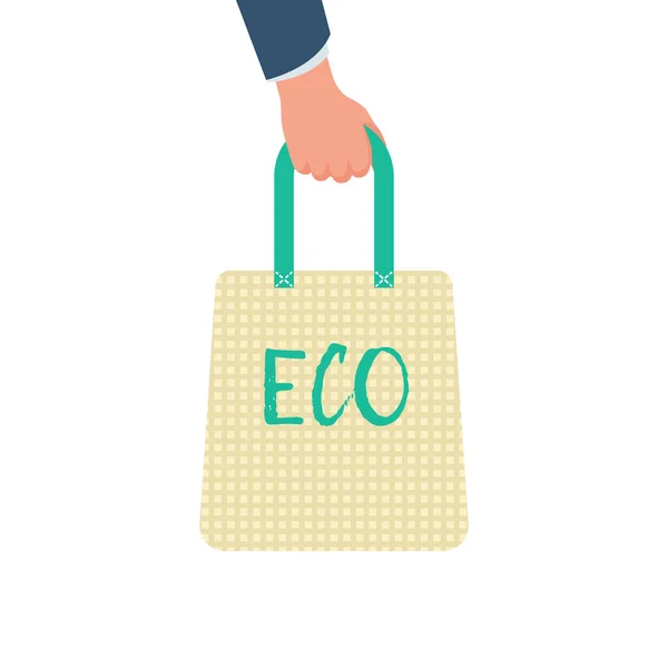 Human hand holds ecological bag. — Stock Vector