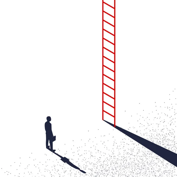 キャリアの機会だ キャリア はしごだ ビジネスチャレンジのコンセプト ビジネスマンが階段に立っている ベクトル図フラット最小設計 背景に隔離された — ストックベクタ