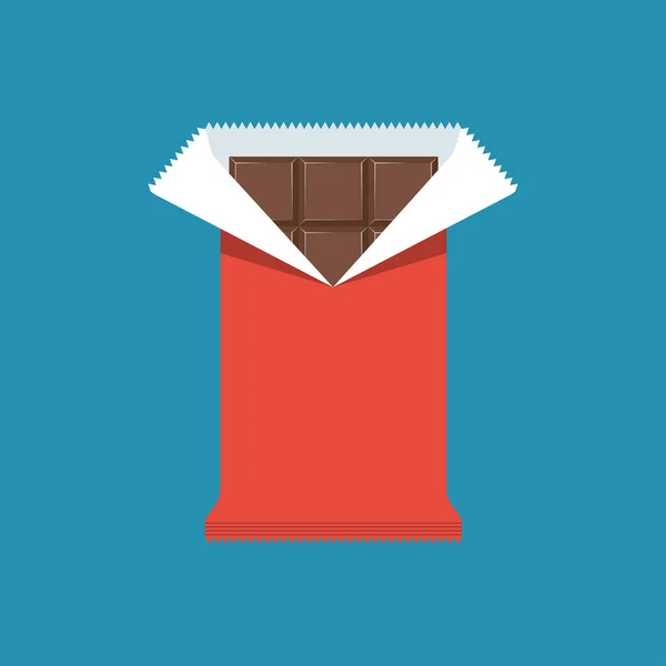 Chocoladereep Verpakking Lege Witte Verpakking Chocoladereep Vector Illustratie Plat Ontwerp — Stockvector