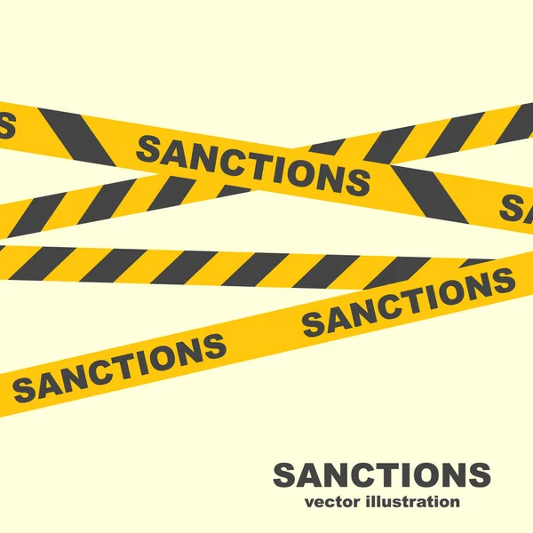 Sanciones cinta amarilla. Plantilla de prohibición. Vector plano. — Archivo Imágenes Vectoriales