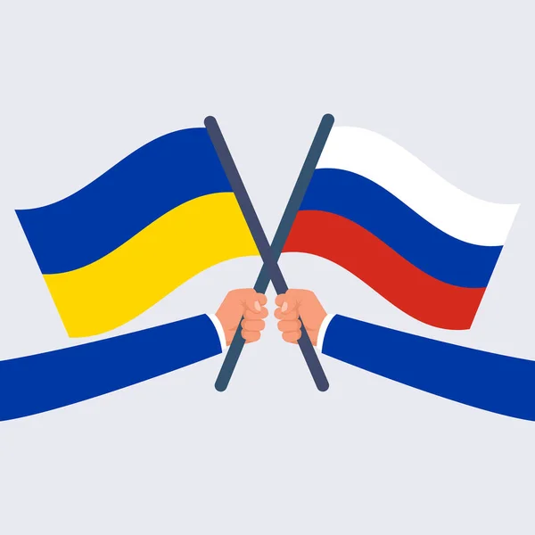 Rusland Tegen Oekraïne Twee Vlaggen Zullen Oversteken Juiste Verhouding Een — Stockvector