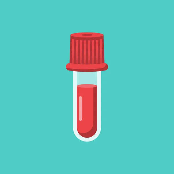 試験管内の血液のサンプル 医療研究室の研究 ベクトルイラストフラットデザイン 分析のための装置 献血だ 白地に隔離された — ストックベクタ