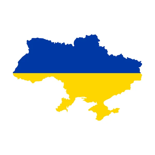 Kaart Van Oekraïne Oekraïense Vlag Twee Kleuren Blauw Geel Silhouet — Stockvector