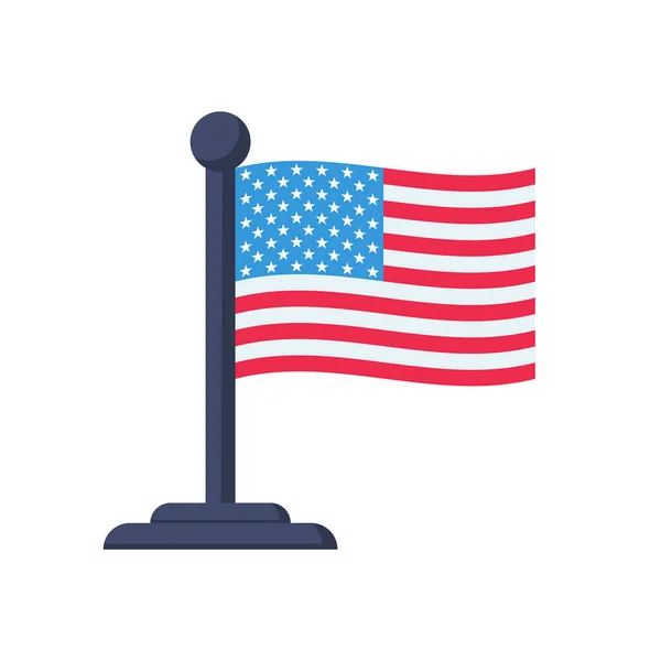 American Flag Isolated Usa Flag Vector Illustration Flat Design Style — Stock Vector