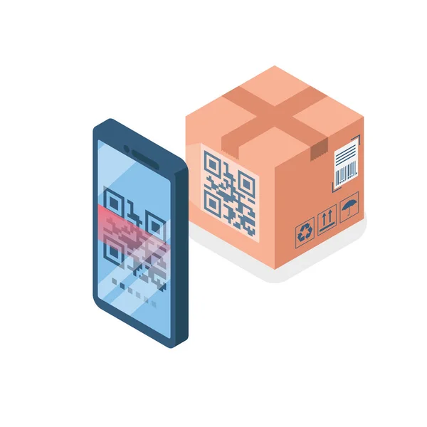 Scanning Code Mobile Phone Modern Digital Technology Scanning Card Quick — Stock Vector