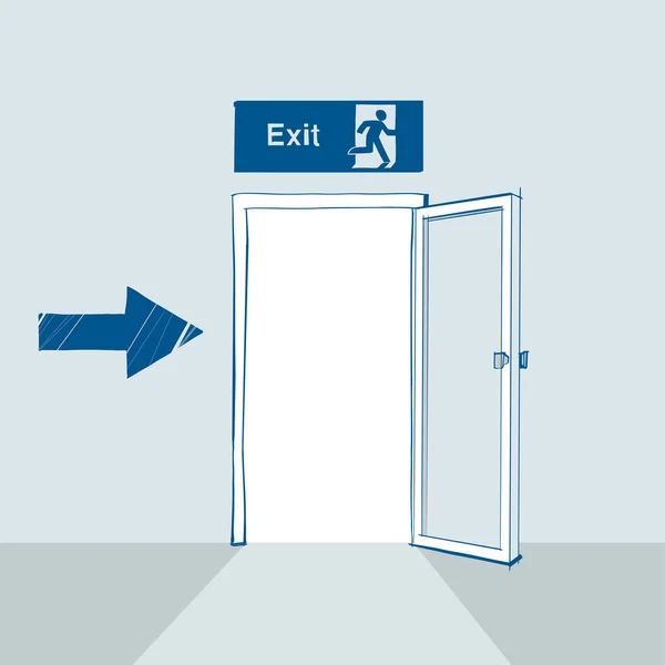 Symbol exit. Open door. Evacuation sing. Vector illustration — ストックベクタ