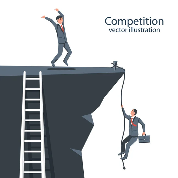 Concorrência Pelo Conceito Vitória Empresários Desenho Plano Ilustração Vetorial Empresário —  Vetores de Stock