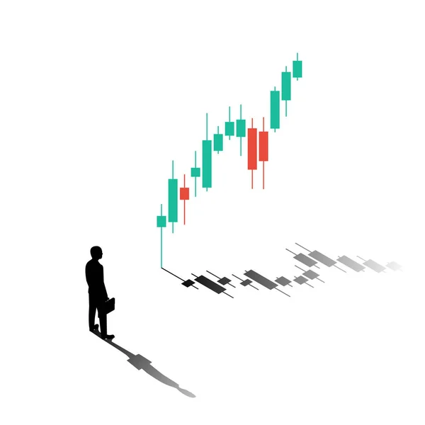 Grafik Zum Finanzhandel Handel Den Finanzbörsen Trading Konzept Erfolgreicher Geschäftsmann — Stockvektor