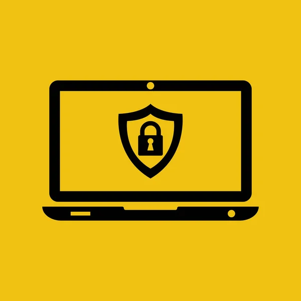 Icono Del Ordenador Seguridad Protección Datos Trabajo Seguro Ilustración Vectorial — Vector de stock