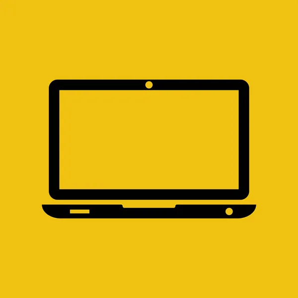 Laptop Icoon Zwart Computerbord Silhouet Glyph Bureaublad Pictogram Monitor Design — Stockvector