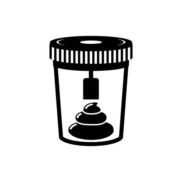 Análisis de heces icono negro. Icono de prueba de taburete. Muestra médica en un tubo de vidrio — Archivo Imágenes Vectoriales