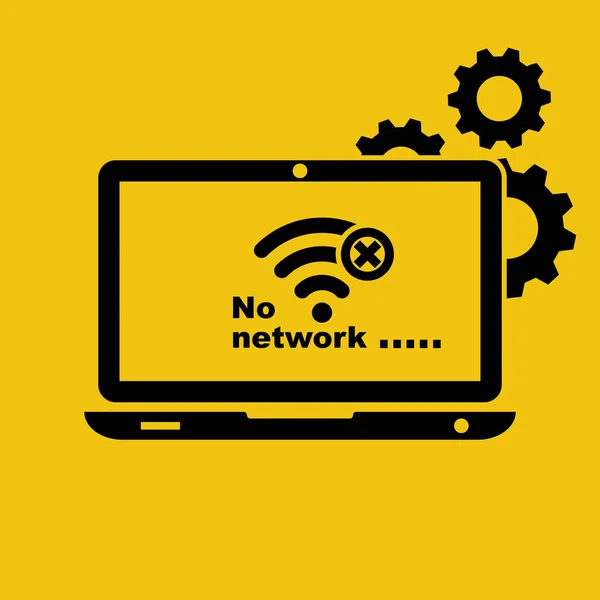 No connection laptop. Wi-fi sign with off signal. No internet symbol — Archivo Imágenes Vectoriales