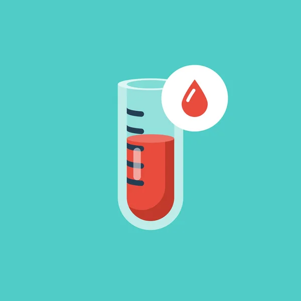 血液検査のアイコン ベクトルイラストフラットデザイン 背景に隔離されてる 試験管内の血液のサンプル 医療研究室の研究 分析装置 — ストックベクタ