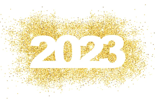 Happy New Year 2023 Gold Dust Numbers Bright Sparkles Simple — 图库矢量图片
