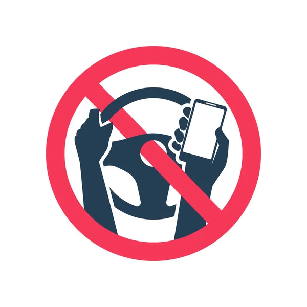 Ban Using Phone Driving Car Prohibition Use Phone Driver Car — Stock vektor