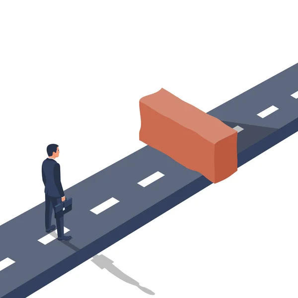 Dead End Concept Businessman Way Dead End Brick End Road — Wektor stockowy