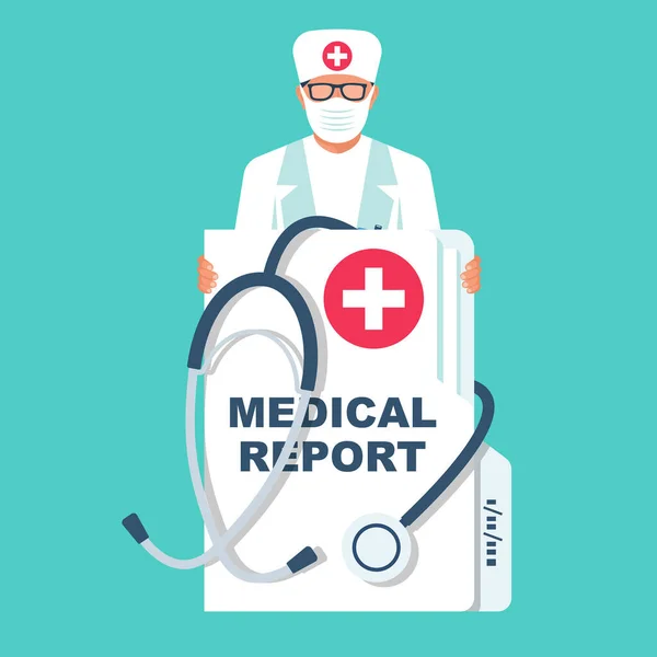 Medical Report Concept Vector Illustration Flat Design Isolated White Background — 스톡 벡터