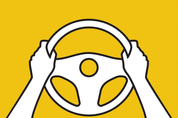 Hands Steering Wheel Black Icon Driver Vehicle Web Design Template —  Vetores de Stock