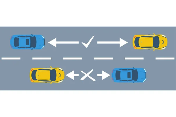 Distance Cars Road Keep Safe Distance Safety Freeway Vector Illustration — Stok Vektör