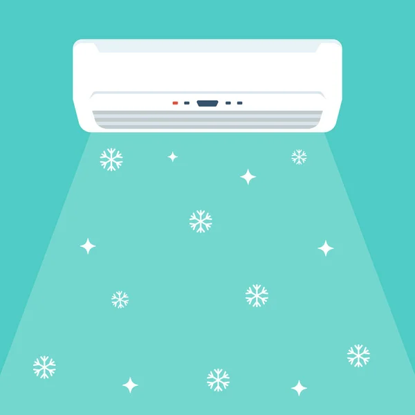Conditioner Cartoon Flat Icon Home Conditioner Air Conditioning Cold Airflow — Stock vektor