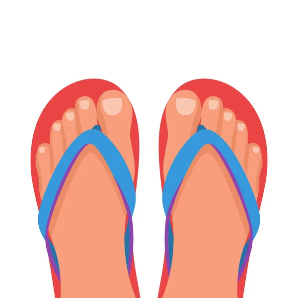 Pair Male Legs Beach Slaps Beach Shoes Color Slippers Human - Stok Vektor