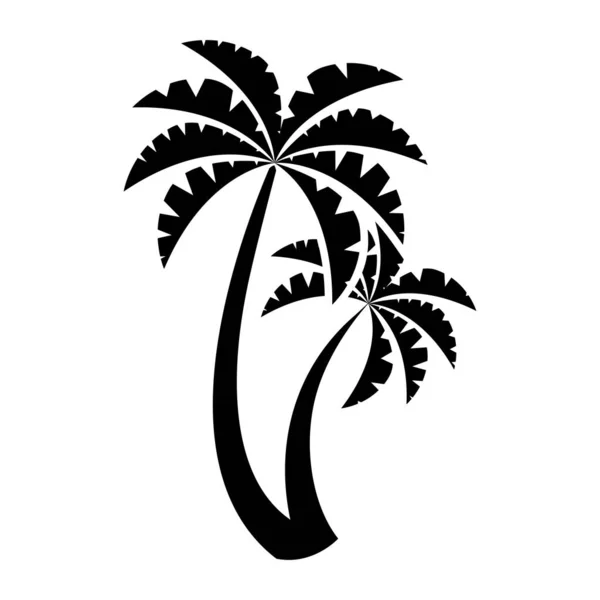 Palm Icon Black Silhouette Beach Tree Symbol Vacation Beach Holidays —  Vetores de Stock