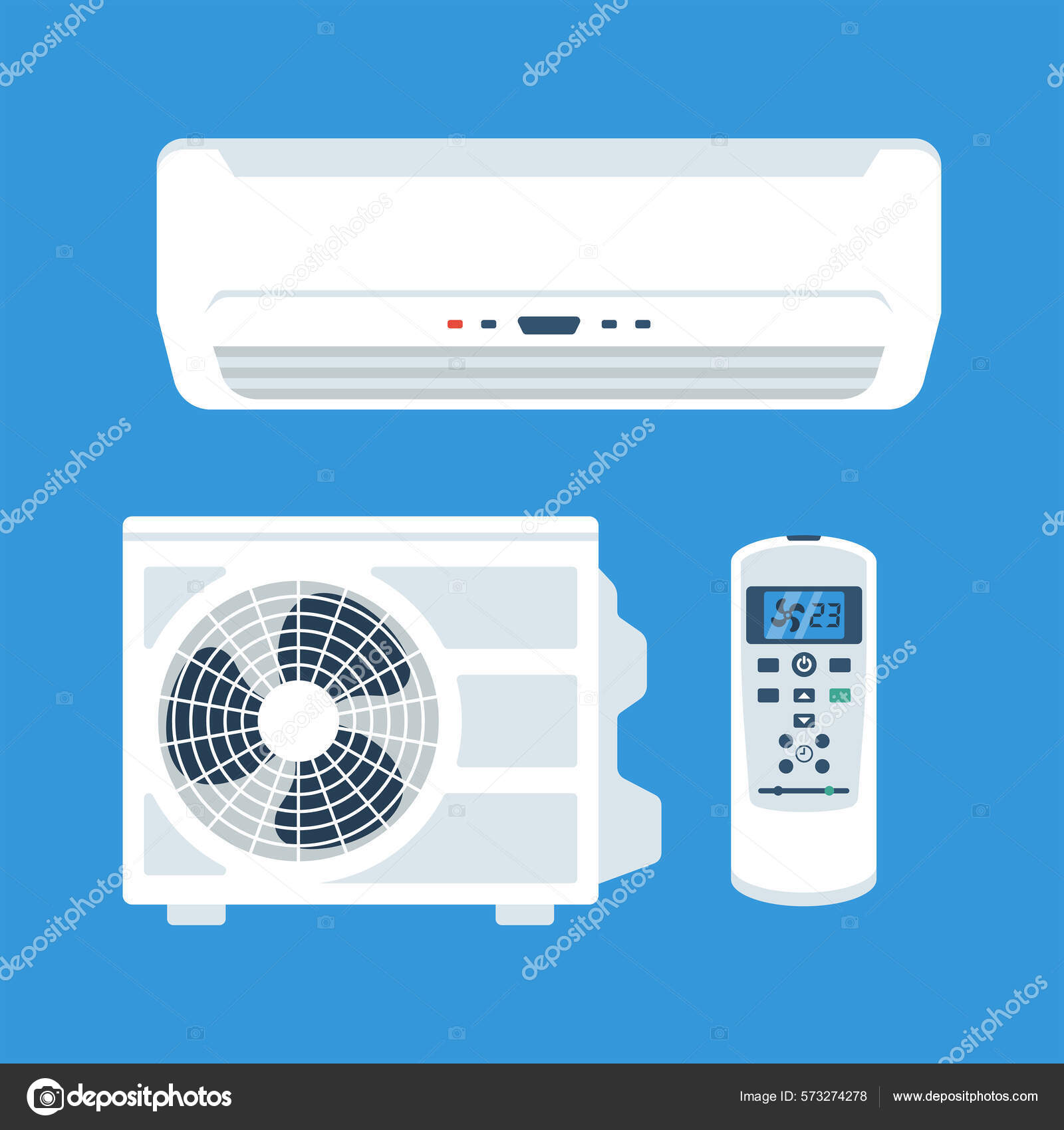 Air Conditioner Split Air Control System Collection Outdoors Block Air Stock Illustration by