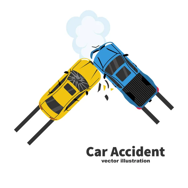 Car Accident Concept Two Crash Cars Top View Transport Incident — ストックベクタ