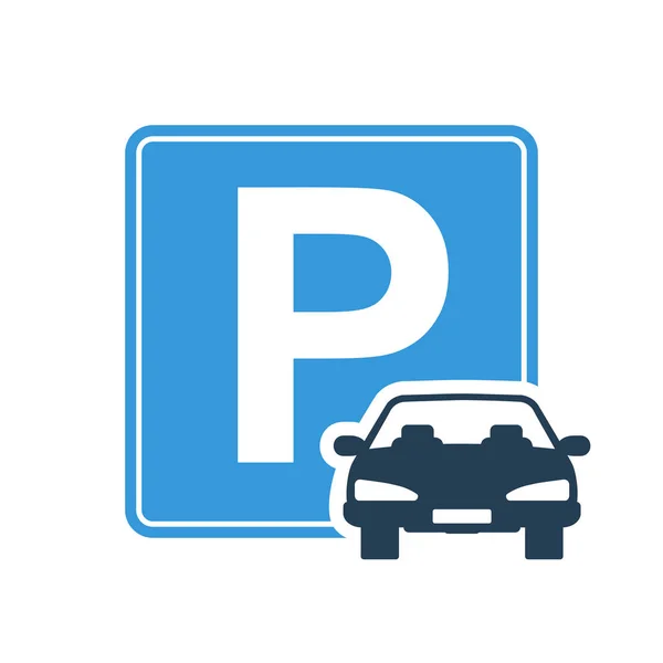 Parking Icon Black Car Silhouette Stop Symbol Road Sign Abstract — 스톡 벡터