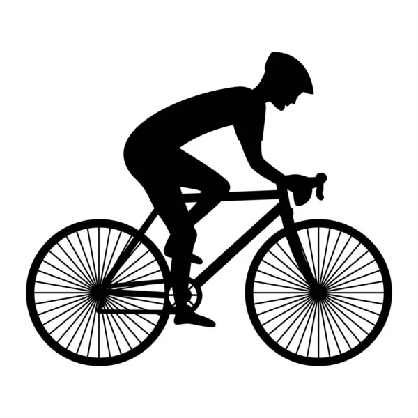 Athlete Bicycle Black Icon Cyclist Racing Bike Vector Illustration Flat — ストックベクタ