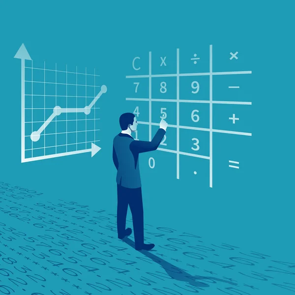 Calculation Concept Businessman Makes Count Accountant Make Finance Report Vector —  Vetores de Stock