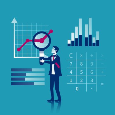 Denetleme kavramları. Cam el mali rapor muayene sırasında büyütülmesi ile Denetçi. Vergi işlem. Araştırma, proje yönetimi, planlama, muhasebe, analiz, veri. Vektör düz tasarımı.